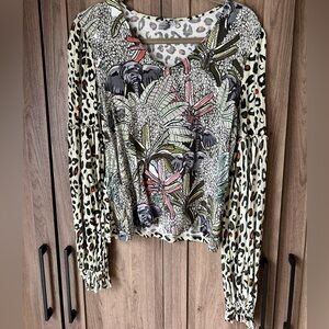 Anthropologie Bl-nk Safari Print Long Sleeve Top